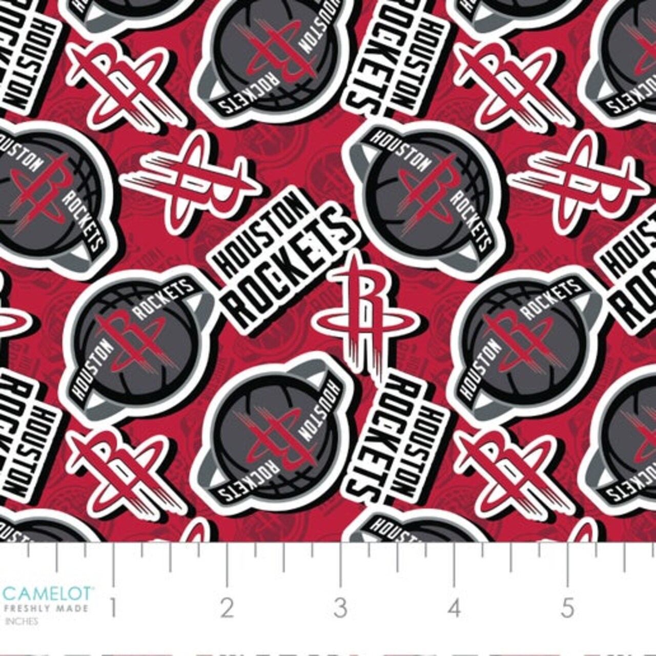 NBA Licensed Houston Rockets Toss Red Cotton Fabric by the Yard